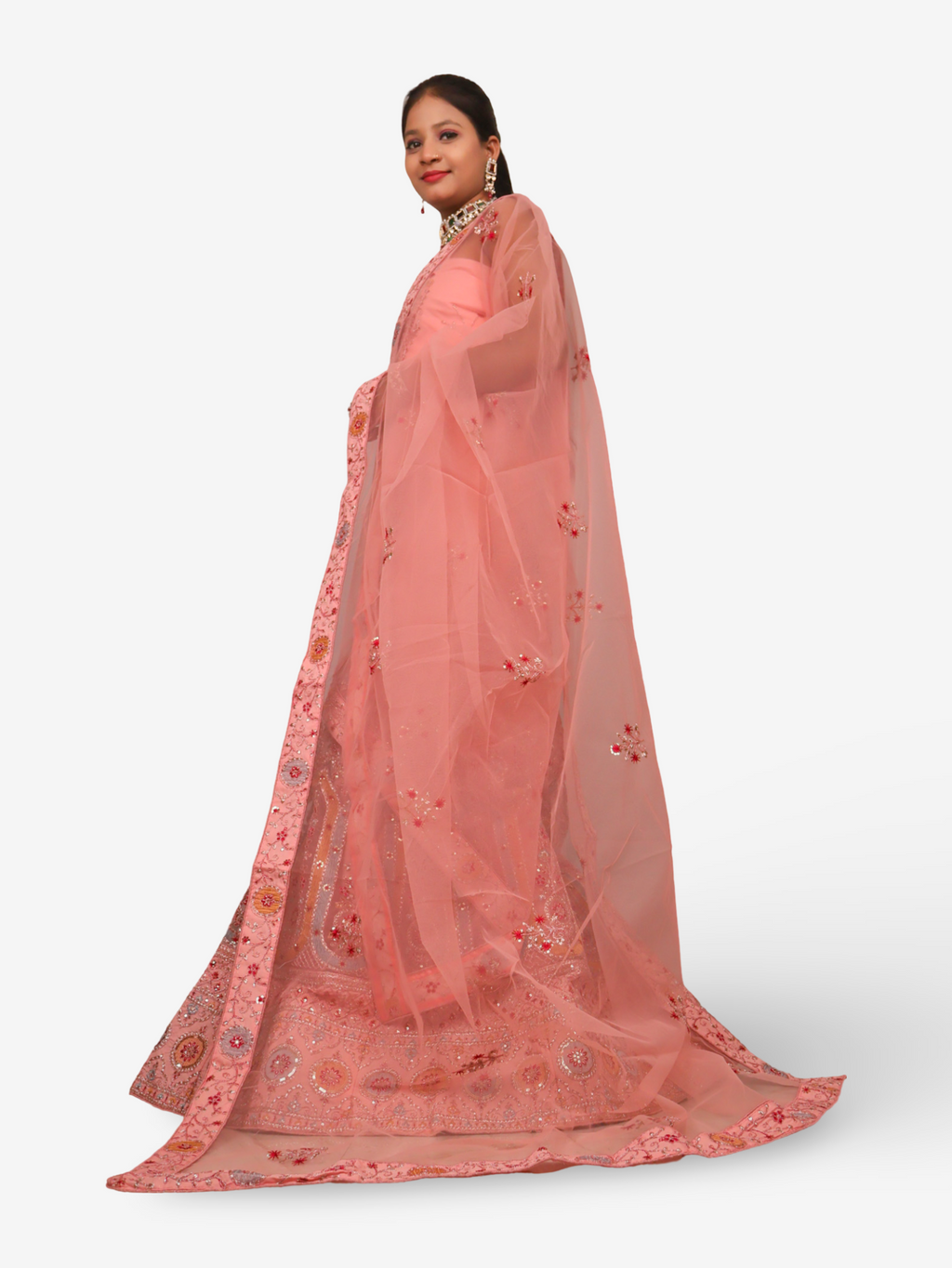 Semi-Stitched Lehenga with Embroidery & Zari Thread Work by Shreekama